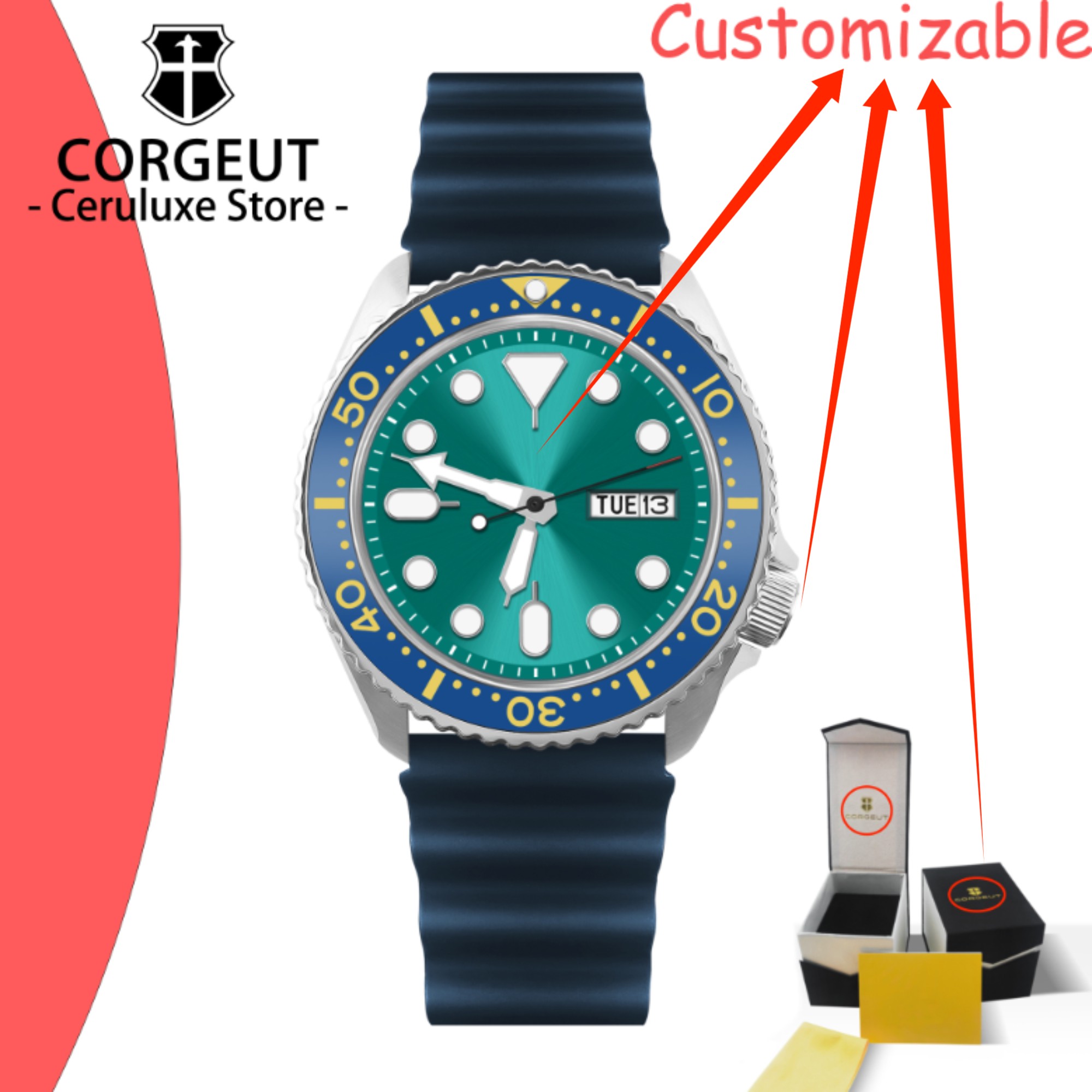 Luxury Watch Logos - CUSTOM Logo Vintage Diver Watch Mechanical