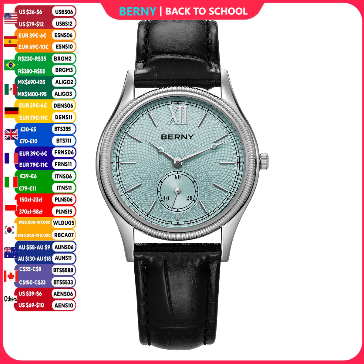 Luxury Watch On Sale - BERNY Men's Watches Slim Luxury Classic