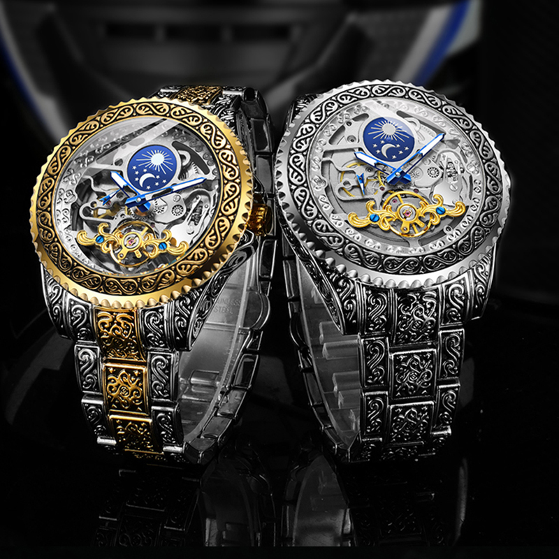 Forsining Luxury Transparent S - Moonphase Complication Watch recension och pris