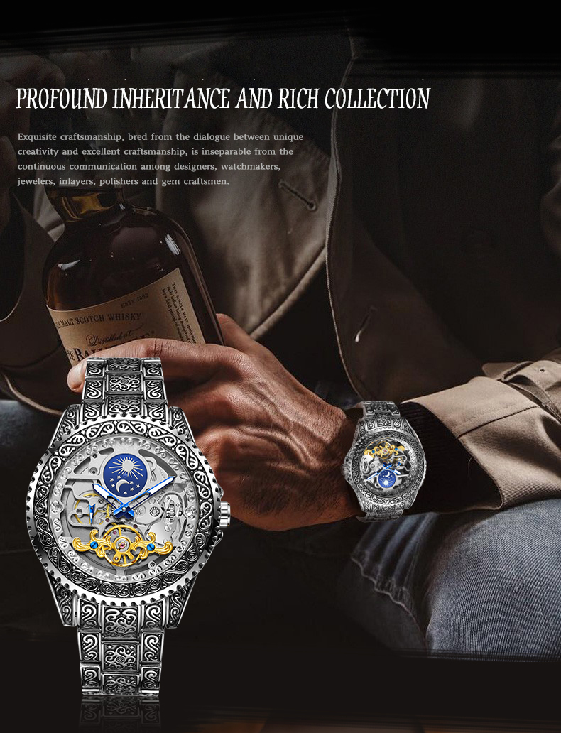 Forsining Luxury Transparent S - Moonphase Complication Watch recension och pris