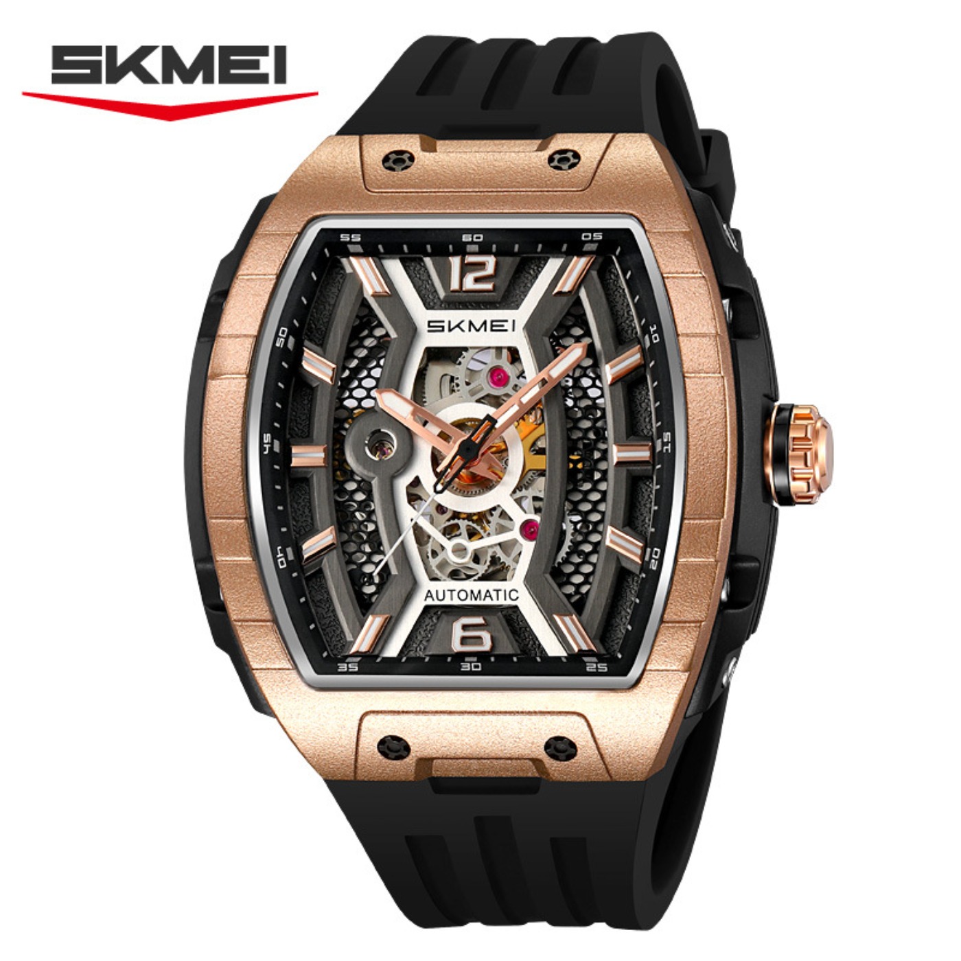 Rose Gold Tonneau Men's Automa - Luxury Watch Case recension och pris