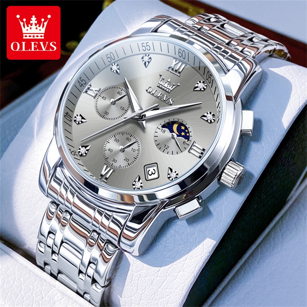 OLEVS 2858 Quartz Watch for Me - Luxury Watch Moon Phase recension och pris