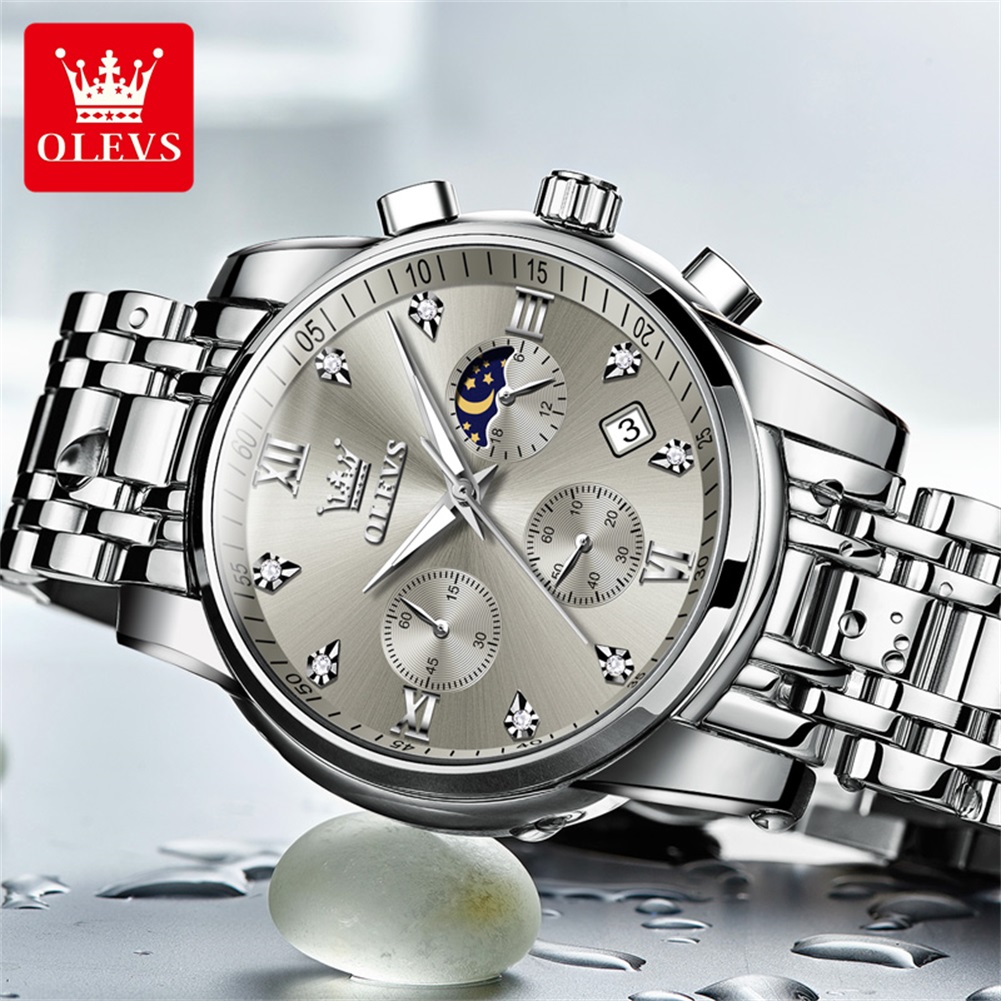 OLEVS 2858 Quartz Watch for Me - Luxury Watch Moon Phase recension och pris