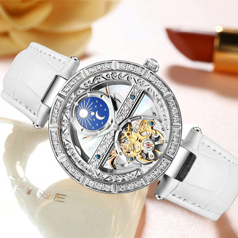 Ladies Watch Automatic Woman L - Luxury Watch Moon Phase recension och pris