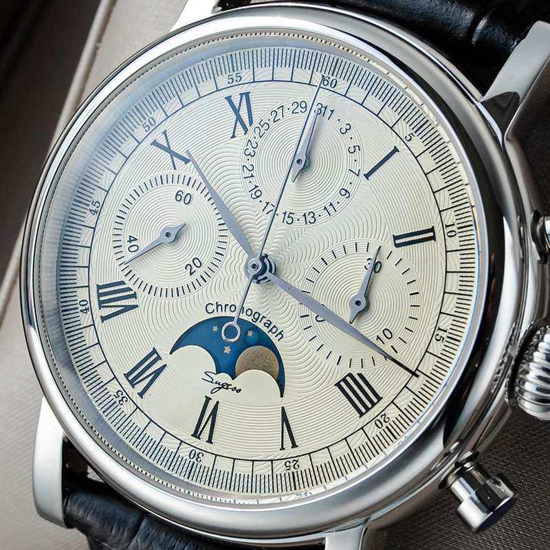 Sugess Men Watch ST1908 Swanne - Moonphase Complication Watch recension och pris