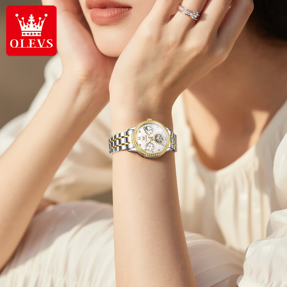 OLEVS Automatic Watch For Wome - Luxury Watch Moon Phase recension och pris