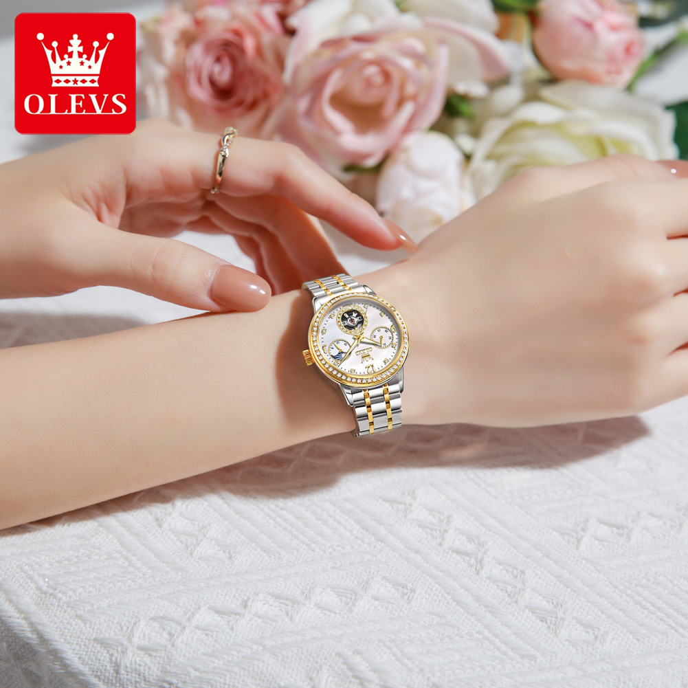 OLEVS Automatic Watch For Wome - Luxury Watch Moon Phase recension och pris