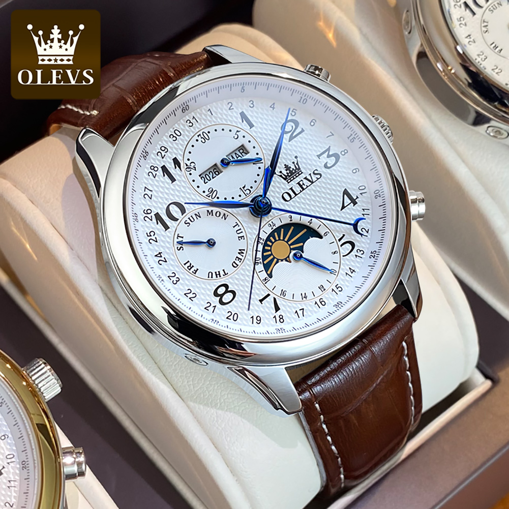 OLEVS 6667 Moon Phase Men's Wa - Luxury Watch On Sale recension och pris