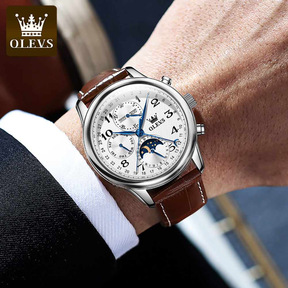 OLEVS 6667 Moon Phase Men's Wa - Luxury Watch On Sale recension och pris