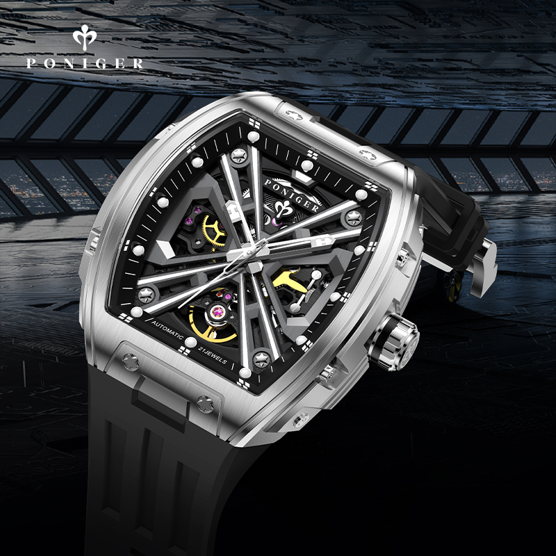 PONIGER Luxury Automatic Mecha - Luxury Watch On Rubber Strap recension och pris