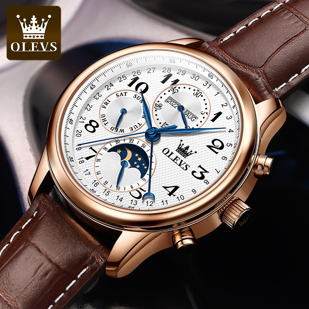 OLEVS 6667 Luxury Original Men - Moonphase Complication Watch recension och pris