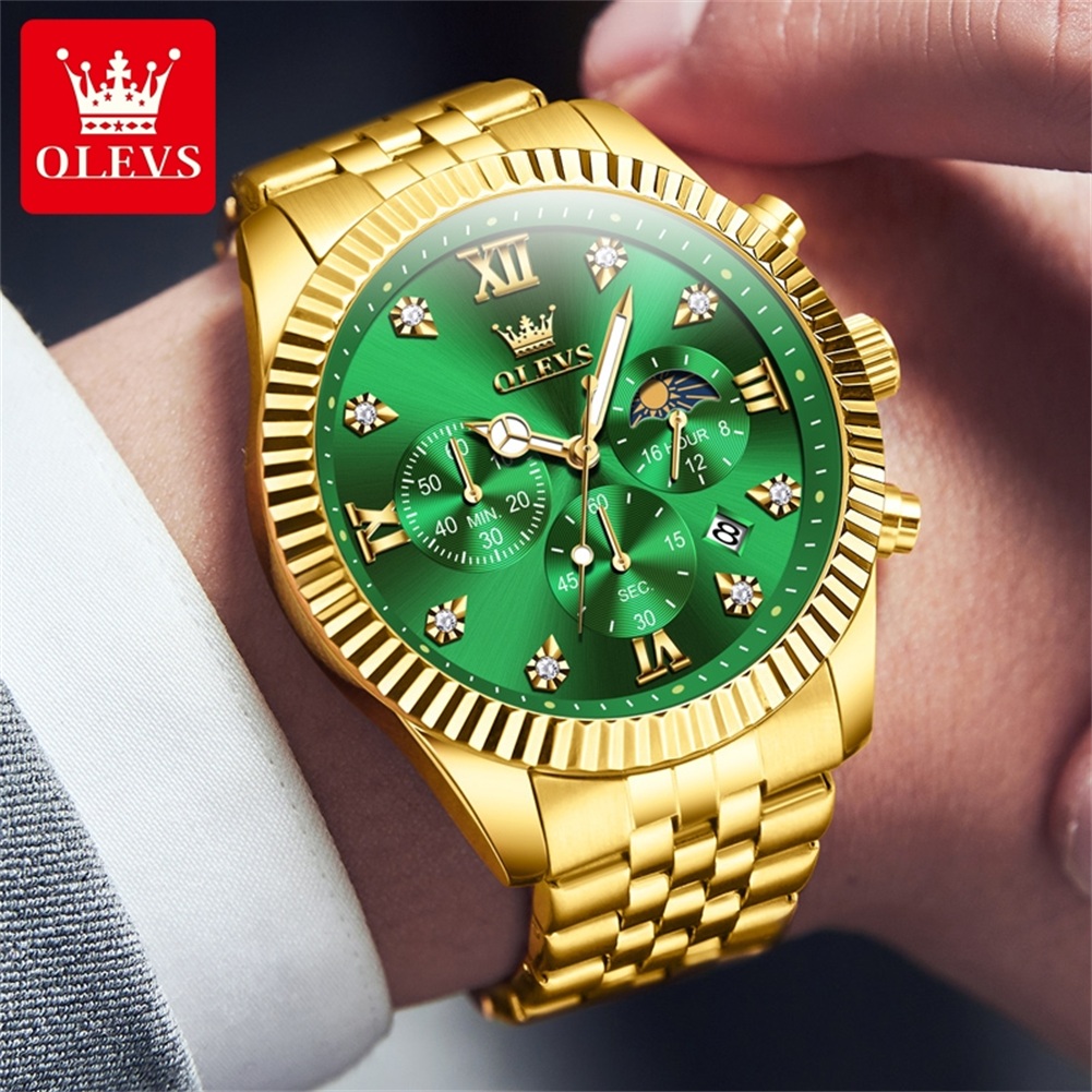 OLEVS 2932 Men Watch All Gold  - Moonphase Complication Watch recension och pris